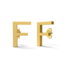 Load image into Gallery viewer, Initial &quot;F&quot; Monogram Stud Earring – Sterling Silver

