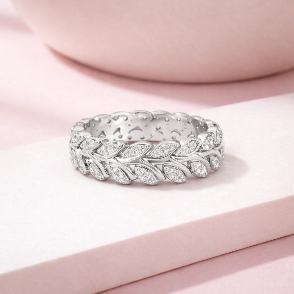 Lab Grown Diamond 0.35 CTW Round Eternity Ring- Sterling Silver