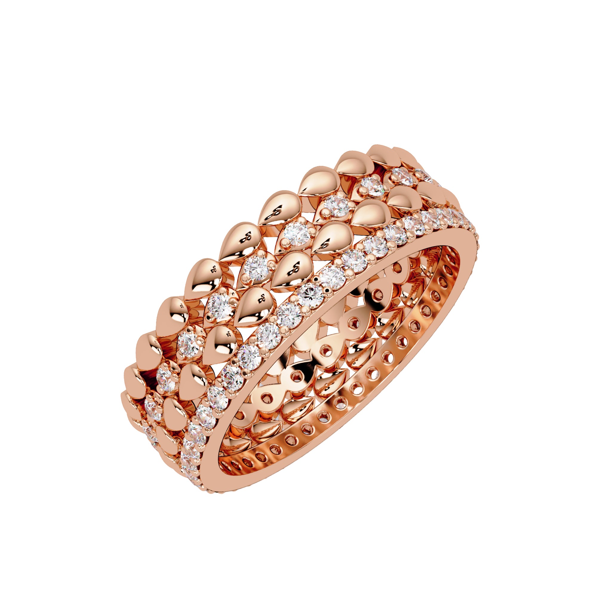 Lab Grown Diamond 0.60 CTW Round Multi-Row Eternity Ring- Sterling Silver