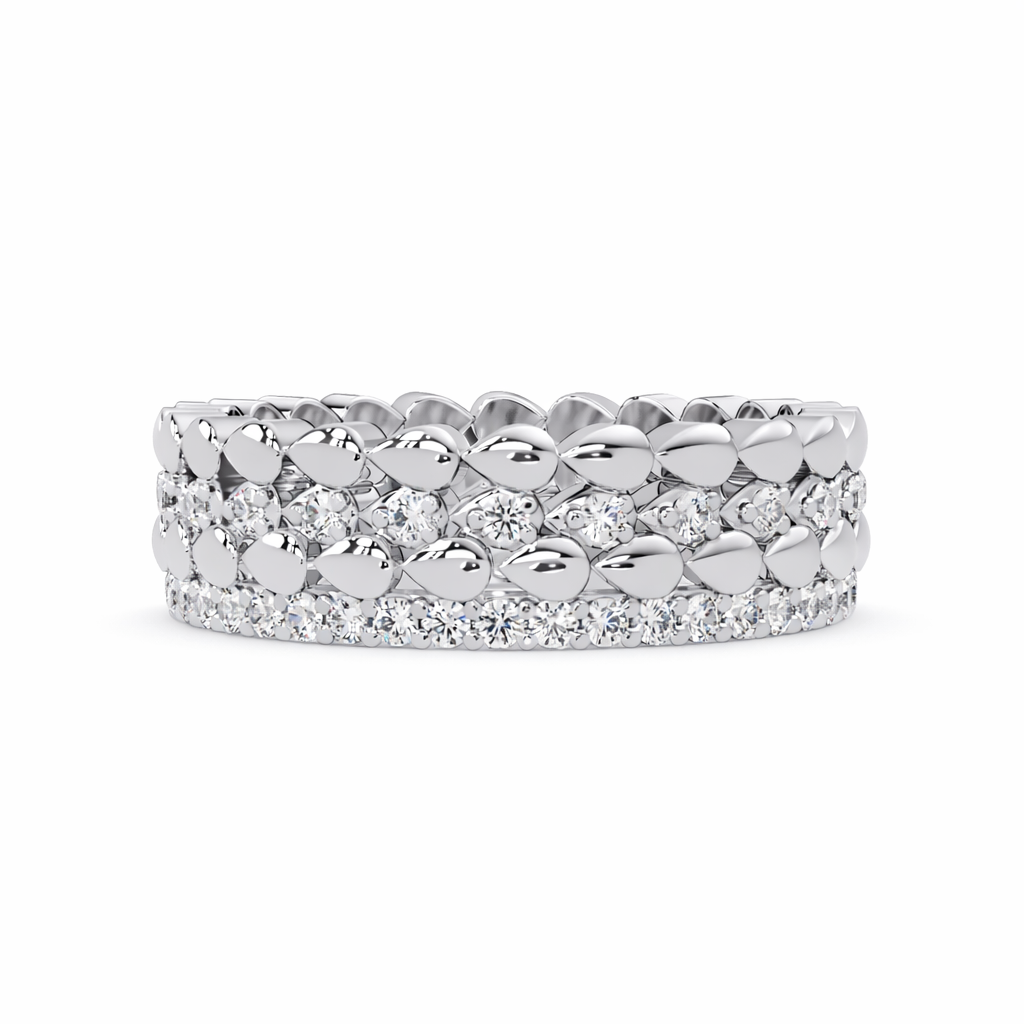 Lab Grown Diamond 0.60 CTW Round Multi-Row Eternity Ring- Sterling Silver