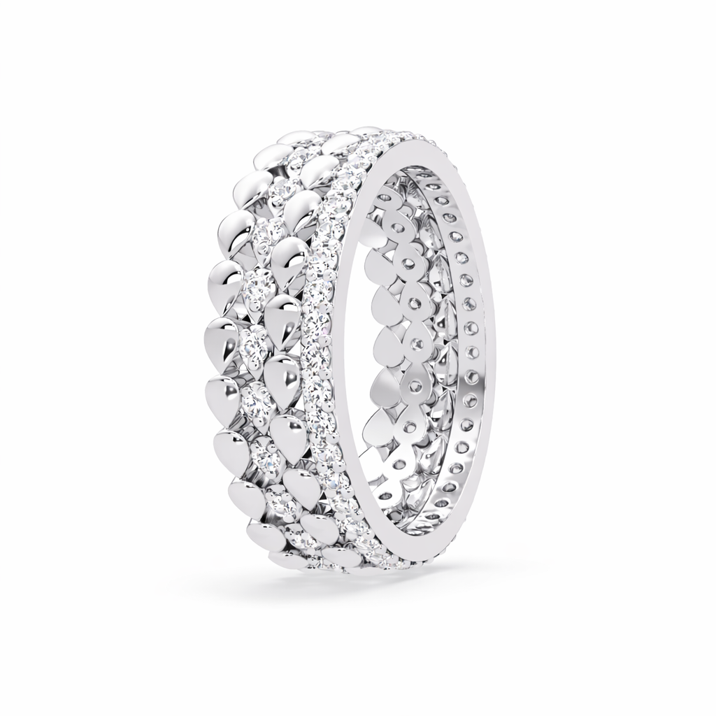 Lab Grown Diamond 0.60 CTW Round Multi-Row Eternity Ring- Sterling Silver