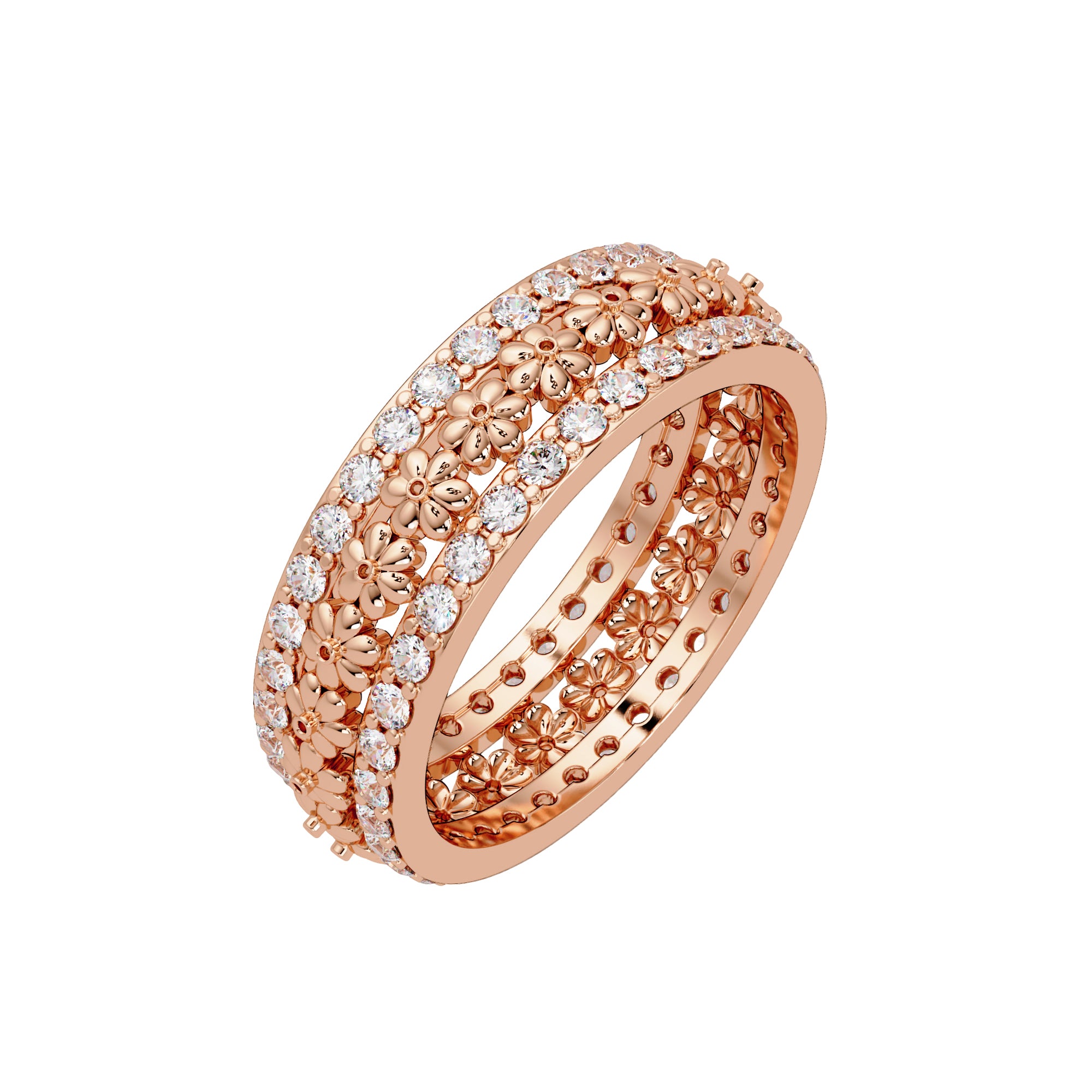Lab Grown Diamond 0.80 CTW Round Multi-Row Eternity Ring- Sterling Silver