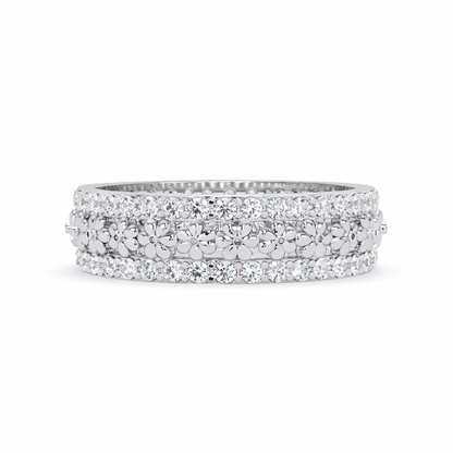 Lab Grown Diamond 0.80 CTW Round Multi-Row Eternity Ring- Sterling Silver