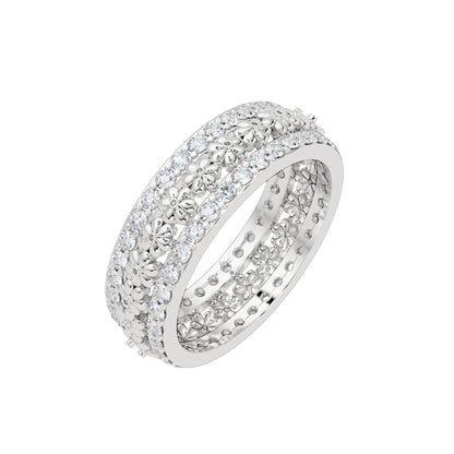Lab Grown Diamond 0.80 CTW Round Multi-Row Eternity Ring- Sterling Silver