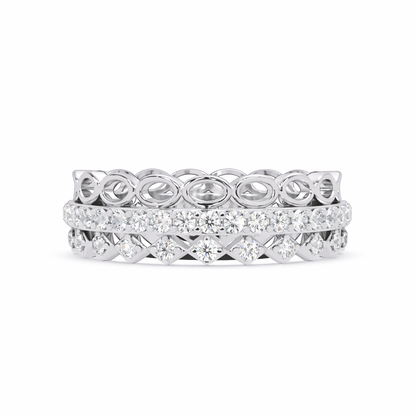 Lab Grown Diamond 0.65 CTW Round Open Circle Multi-Row Eternity Ring- Sterling Silver