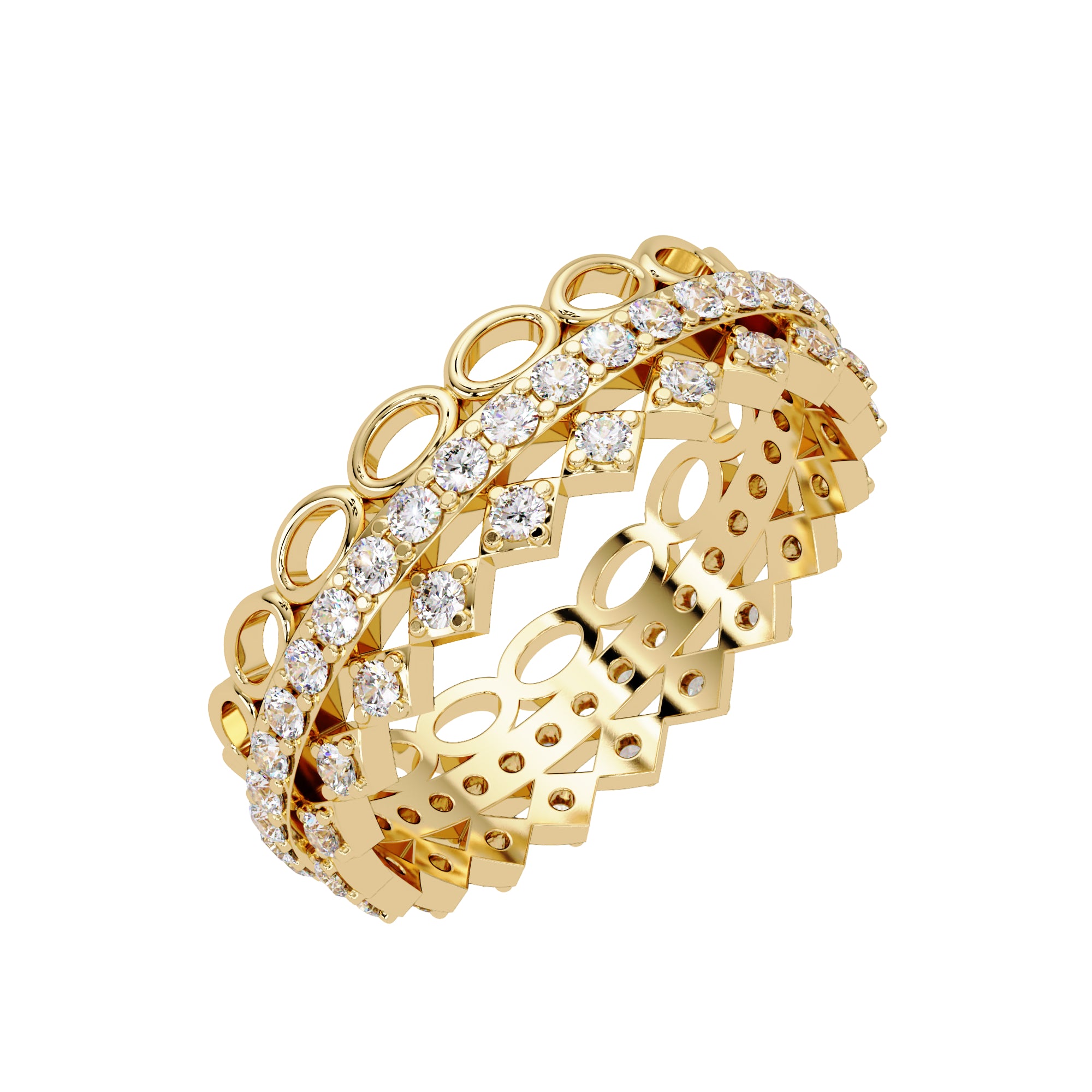 Lab Grown Diamond 0.65 CTW Round Open Circle Multi-Row Eternity Ring- Sterling Silver