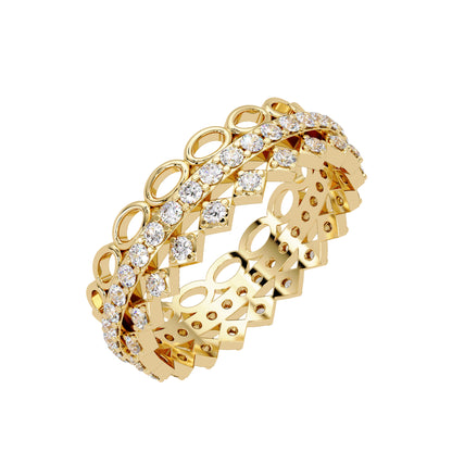 Lab Grown Diamond 0.65 CTW Round Open Circle Multi-Row Eternity Ring- Sterling Silver