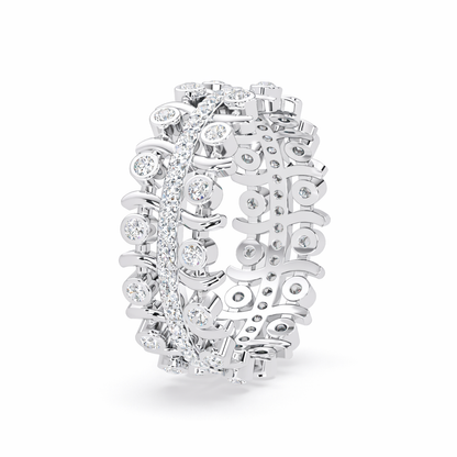 Lab Grown Diamond 0.60 CTW Round Open Scroll Multi-Row Ring- Sterling Silver