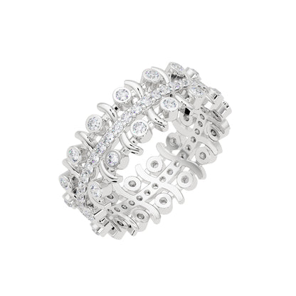 Lab Grown Diamond 0.60 CTW Round Open Scroll Multi-Row Ring- Sterling Silver