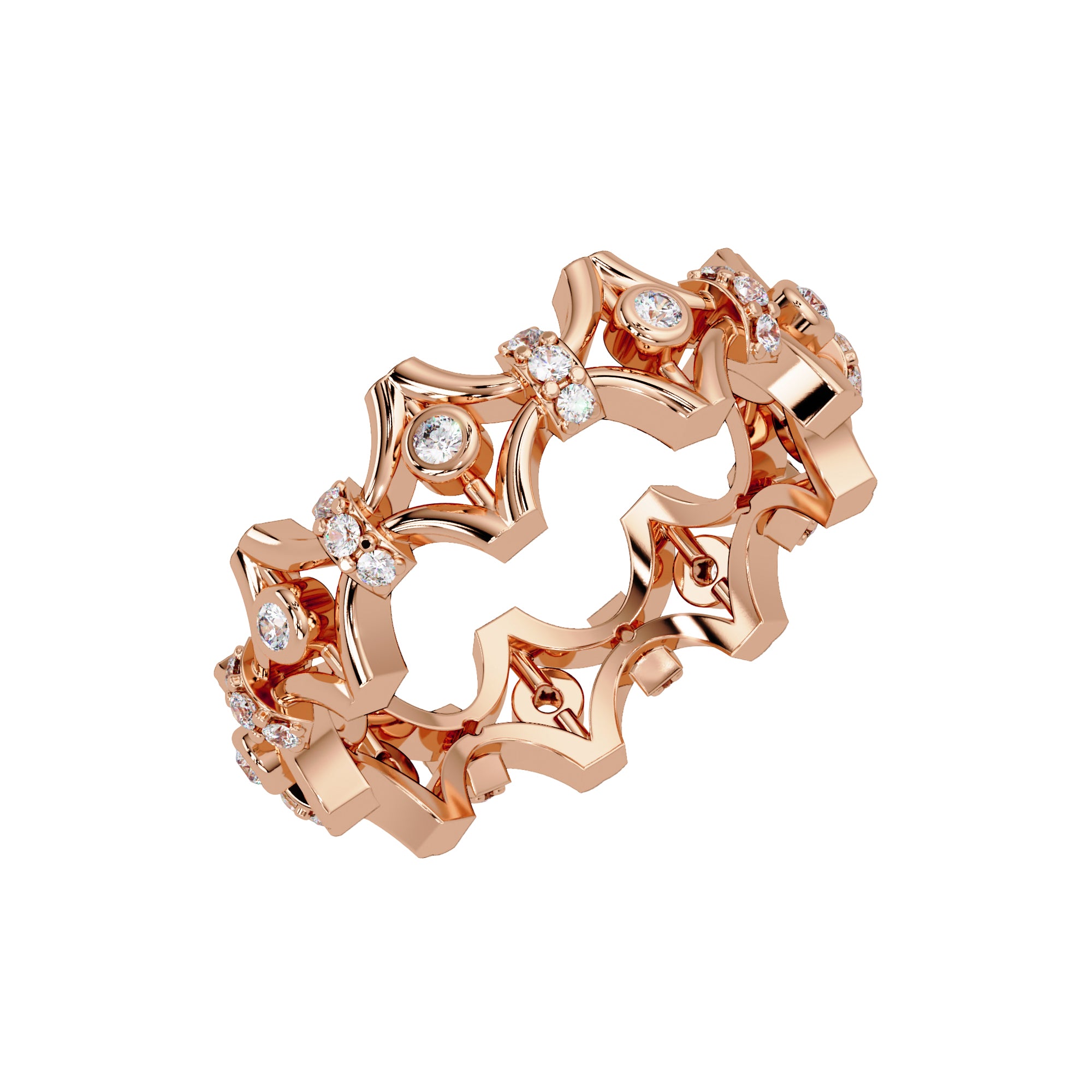 Lab Grown Diamond 0.25 CTW Round Openwork Geometric Band Ring- Sterling Silver