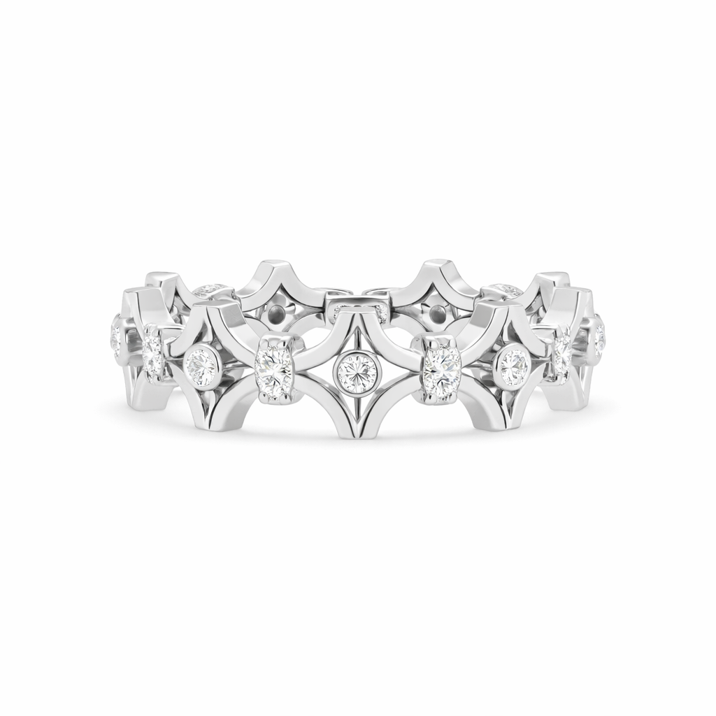 Lab Grown Diamond 0.25 CTW Round Openwork Geometric Band Ring- Sterling Silver