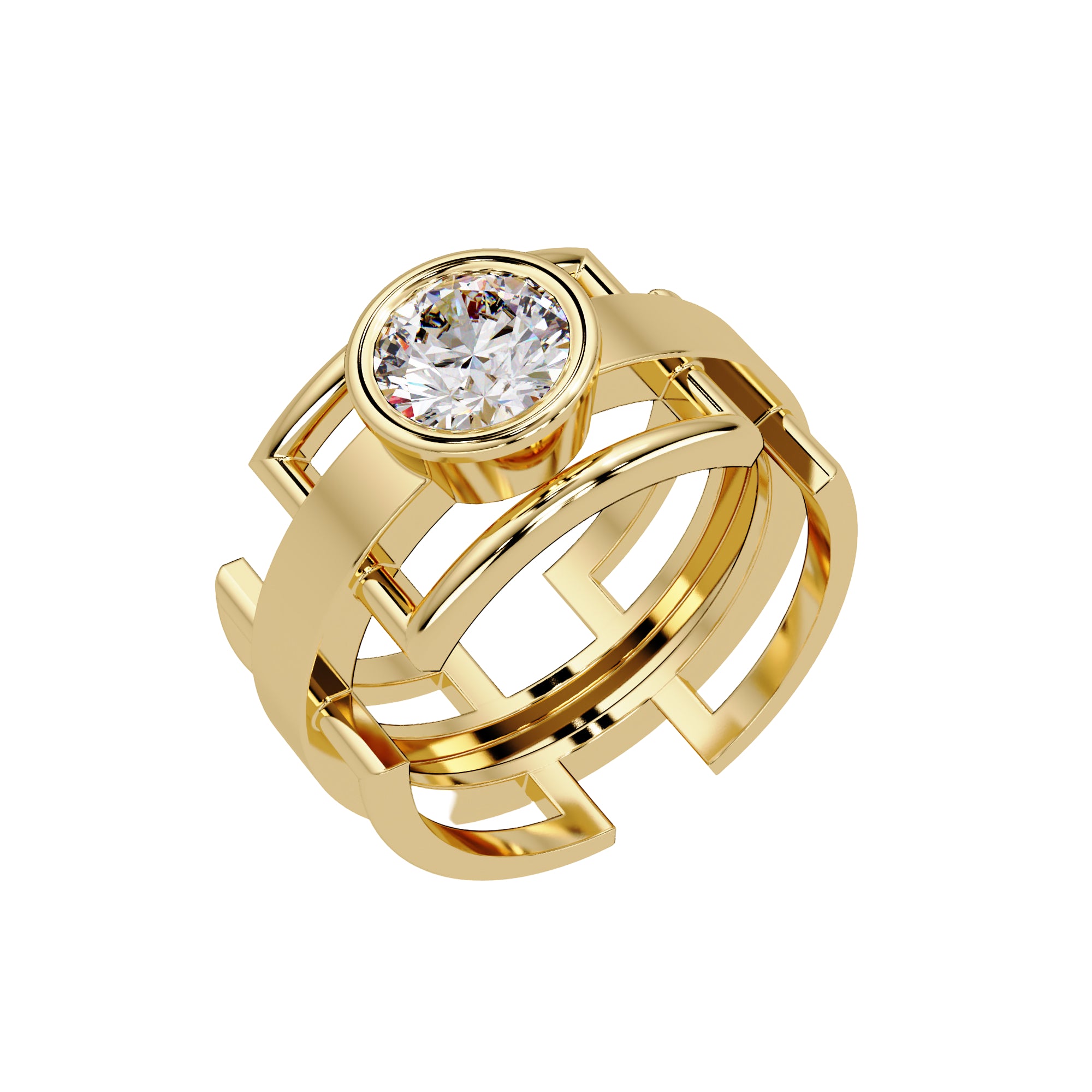 Lab Grown Diamond 1.00 CTW Round Bezel Set Ring- Sterling Silver