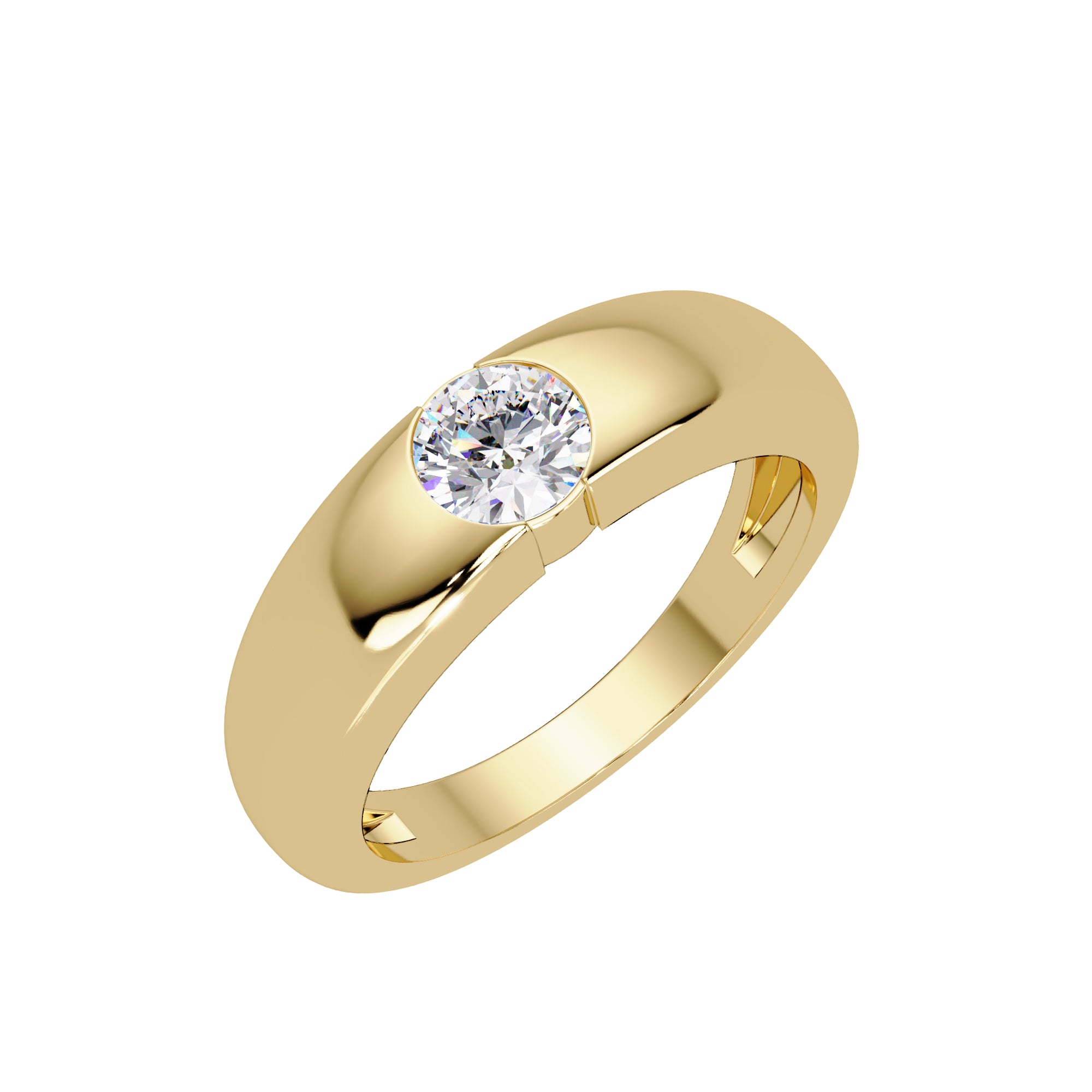 Lab Grown Diamond 0.50 CTW Round Flush Bezel Design Ring- Sterling Silver