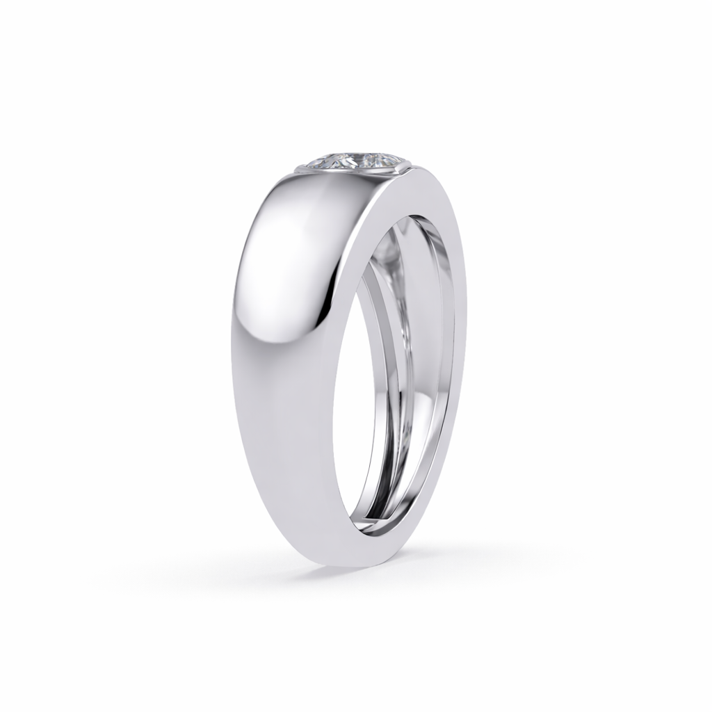 Lab Grown Diamond 0.50 CTW Round Bezel Solitaire Men's Ring- Sterling Silver