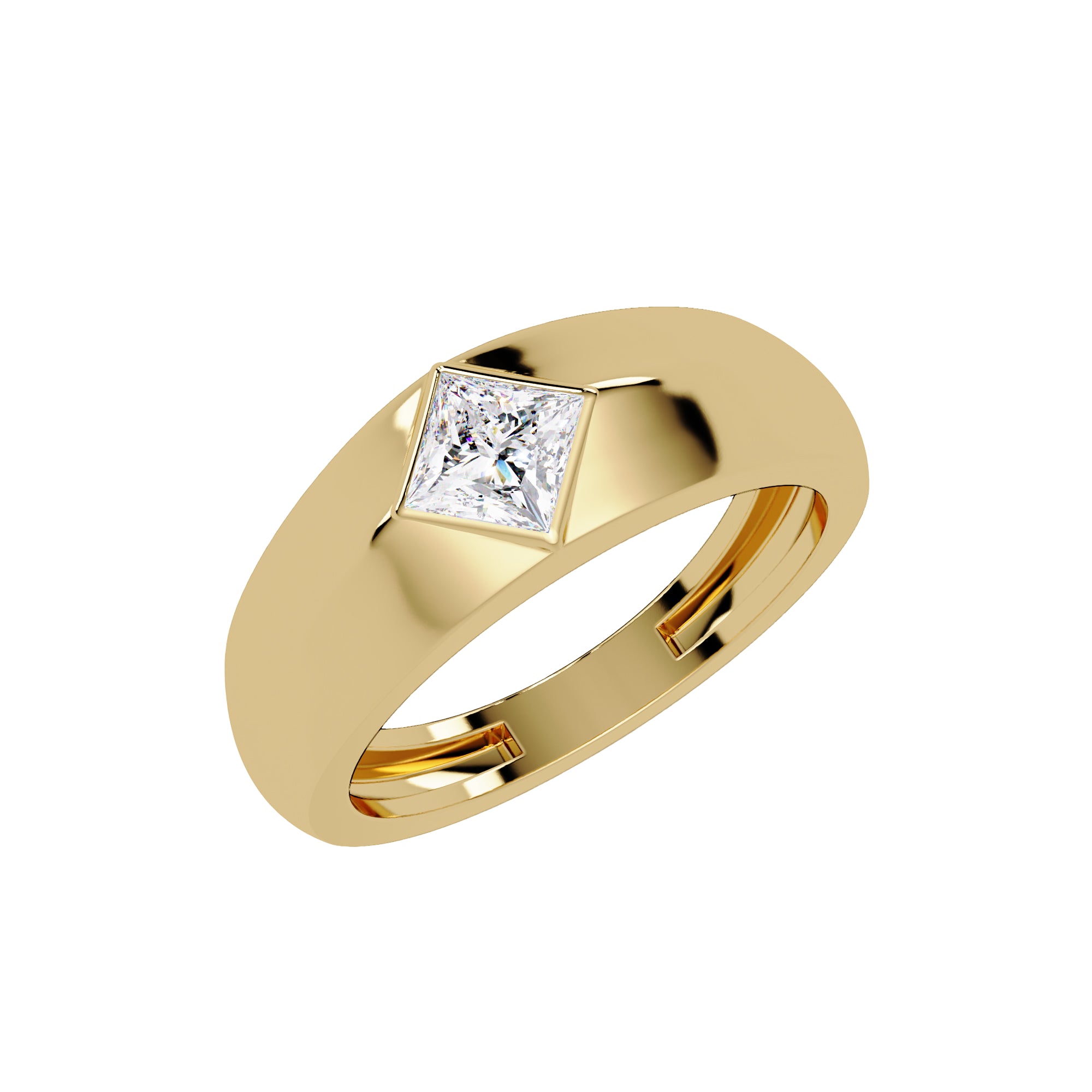 Lab Grown Diamond 0.50 CTW Round Bezel Solitaire Men's Ring- Sterling Silver