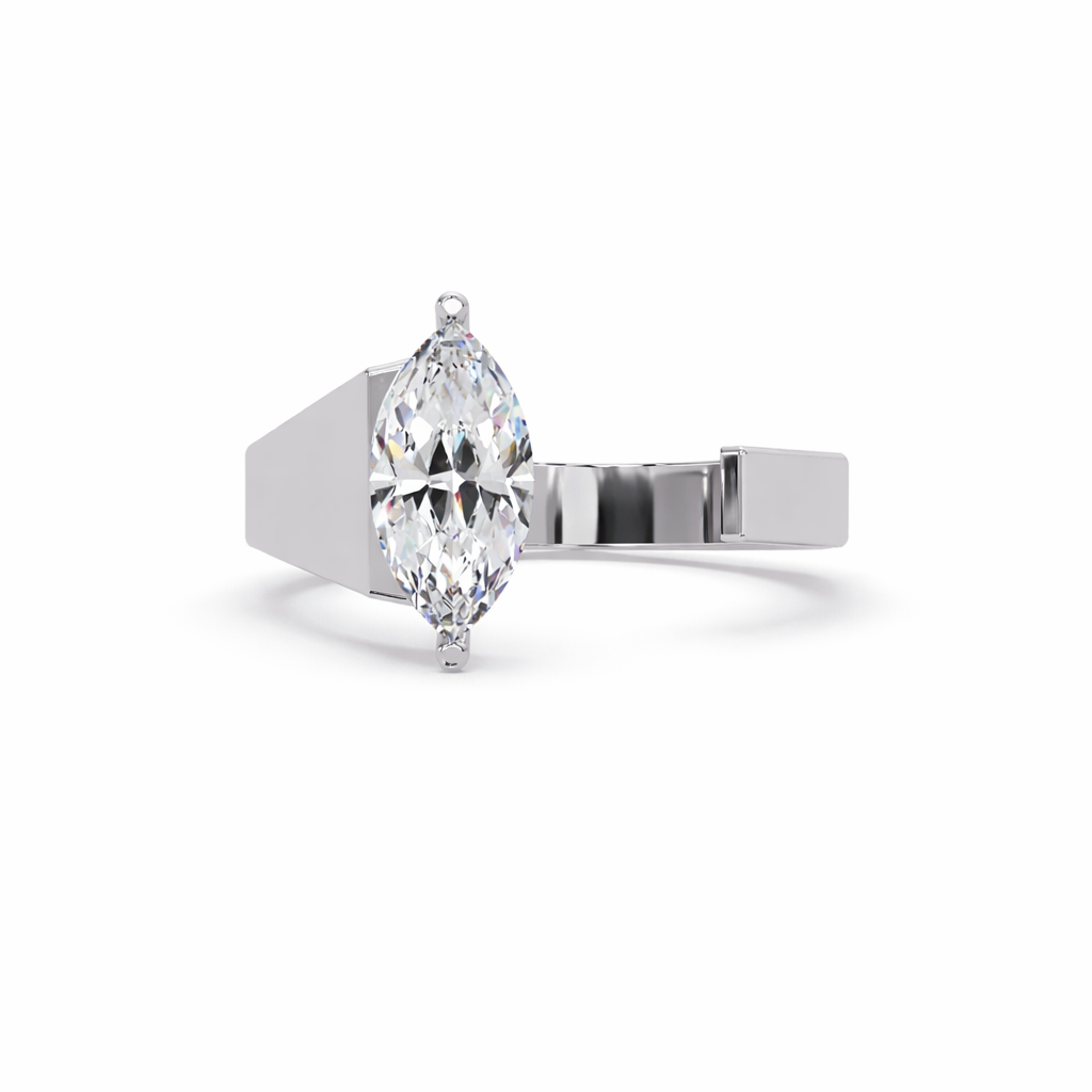 Lab Grown Diamond 1.10 CTW Marquise Open Geometric Design Ring- Sterling Silver