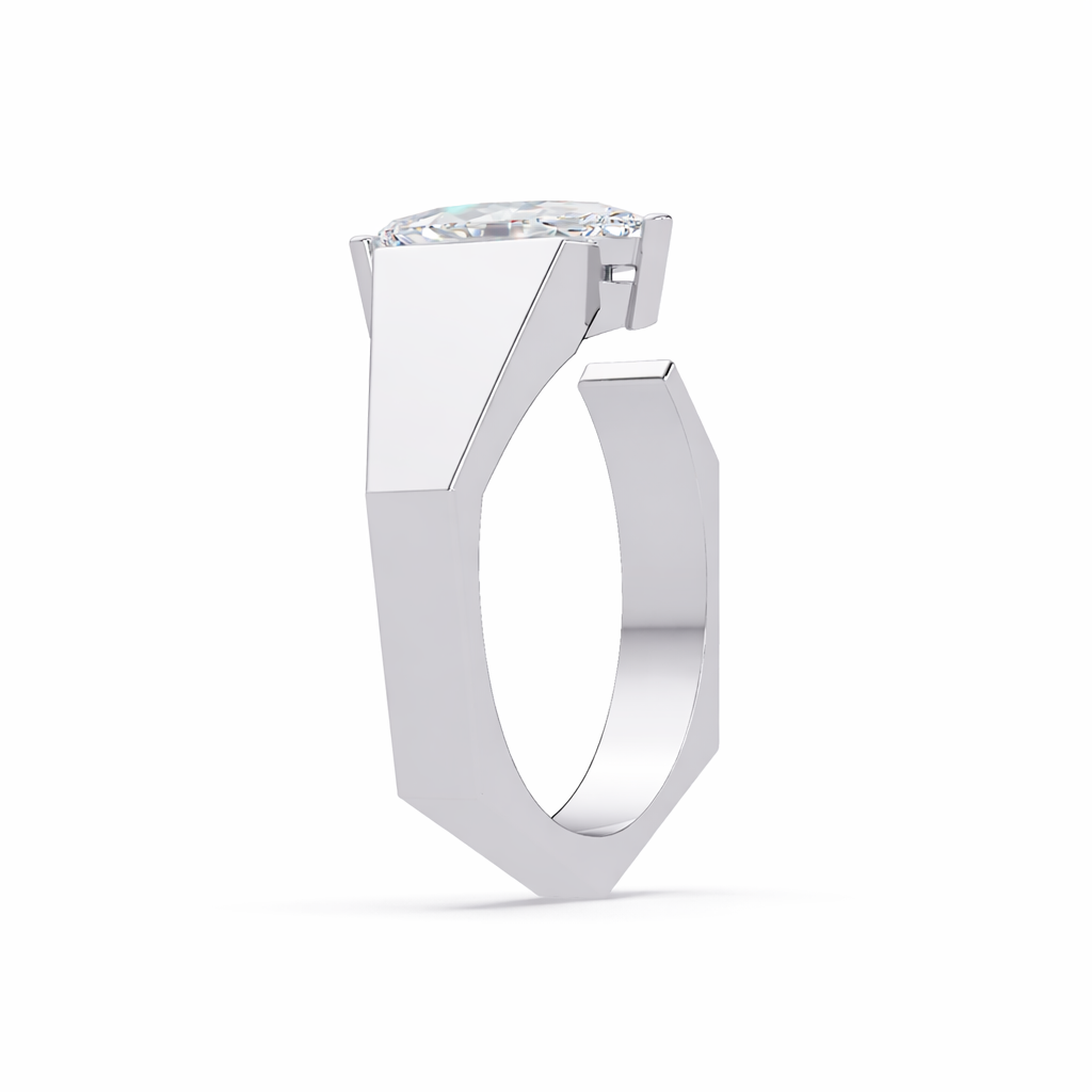 Lab Grown Diamond 1.10 CTW Marquise Open Geometric Design Ring- Sterling Silver