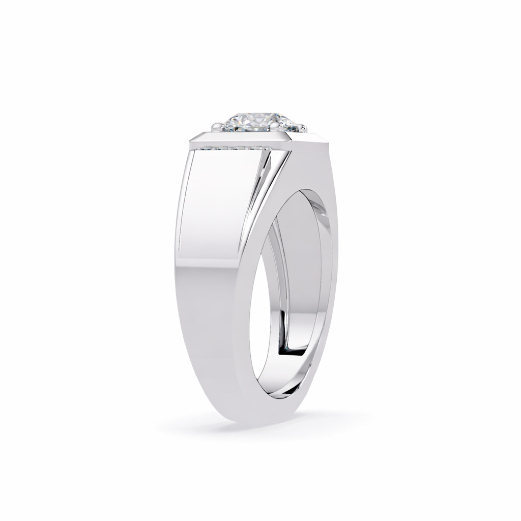 Lab Grown Diamond 1.10 CTW Round Men's Ring- Sterling Silver