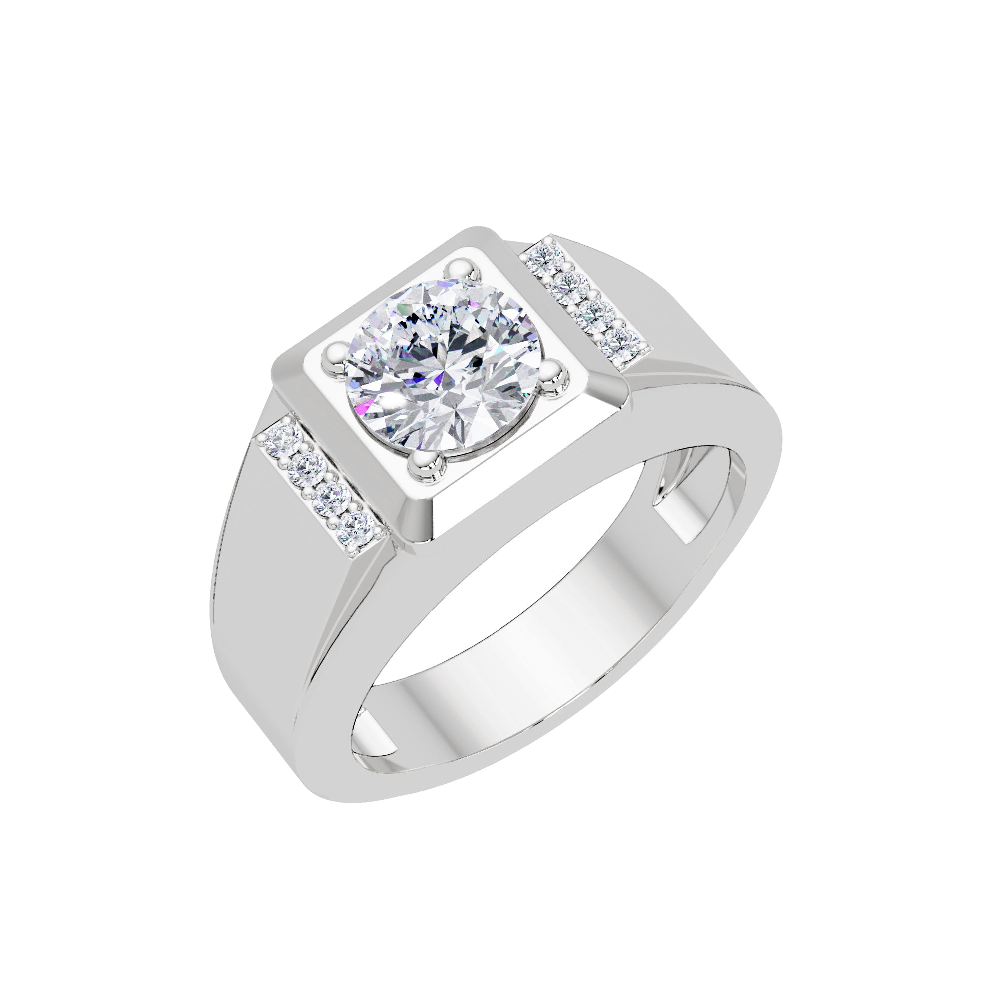 Lab Grown Diamond 1.10 CTW Round Men's Ring- Sterling Silver