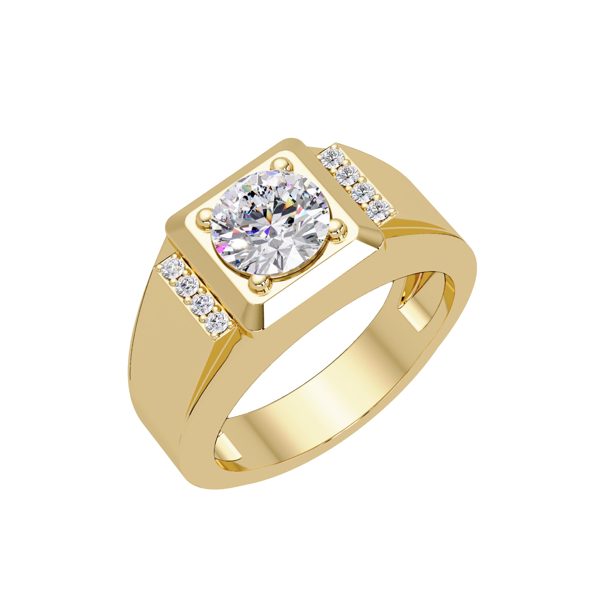 Lab Grown Diamond 1.10 CTW Round Men's Ring- Sterling Silver
