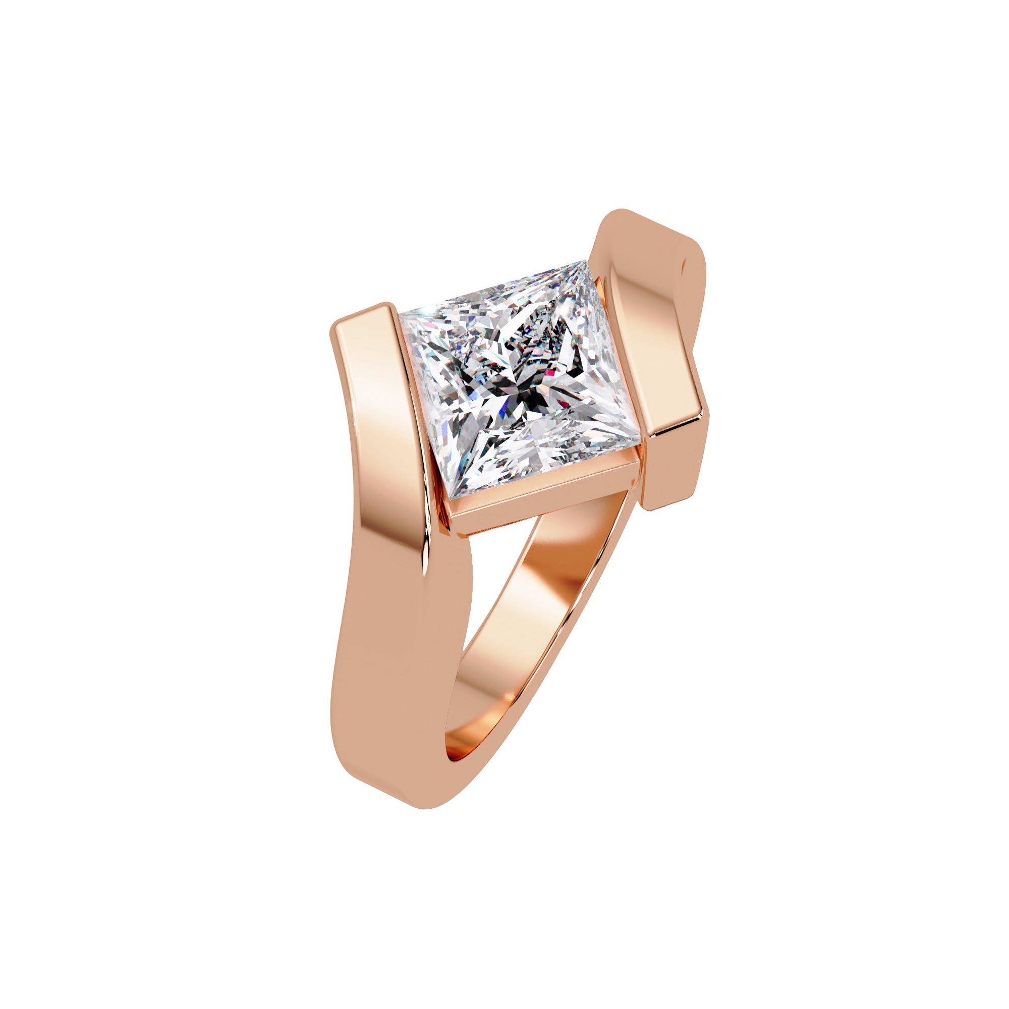 Lab Grown Diamond 2.00 CTW Square Solitaire Statement Men's Ring- Sterling Silver