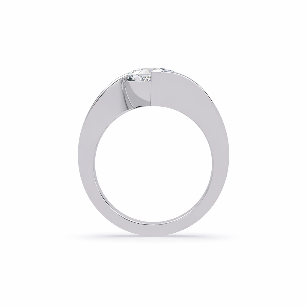 Lab Grown Diamond 2.00 CTW Square Solitaire Statement Men's Ring- Sterling Silver