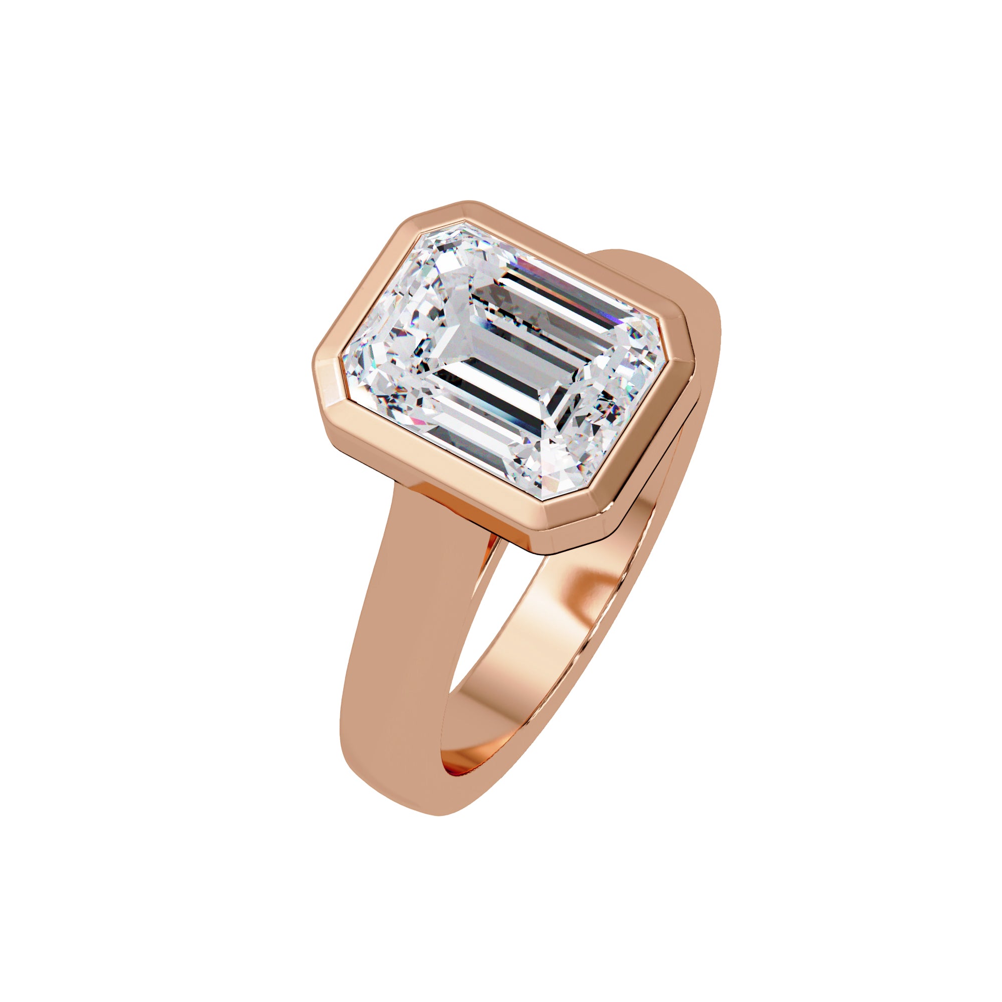 Lab Grown Diamond 2.65 CTW Octagon Bezel Set Bold Solitaire Men's Ring- Sterling Silver