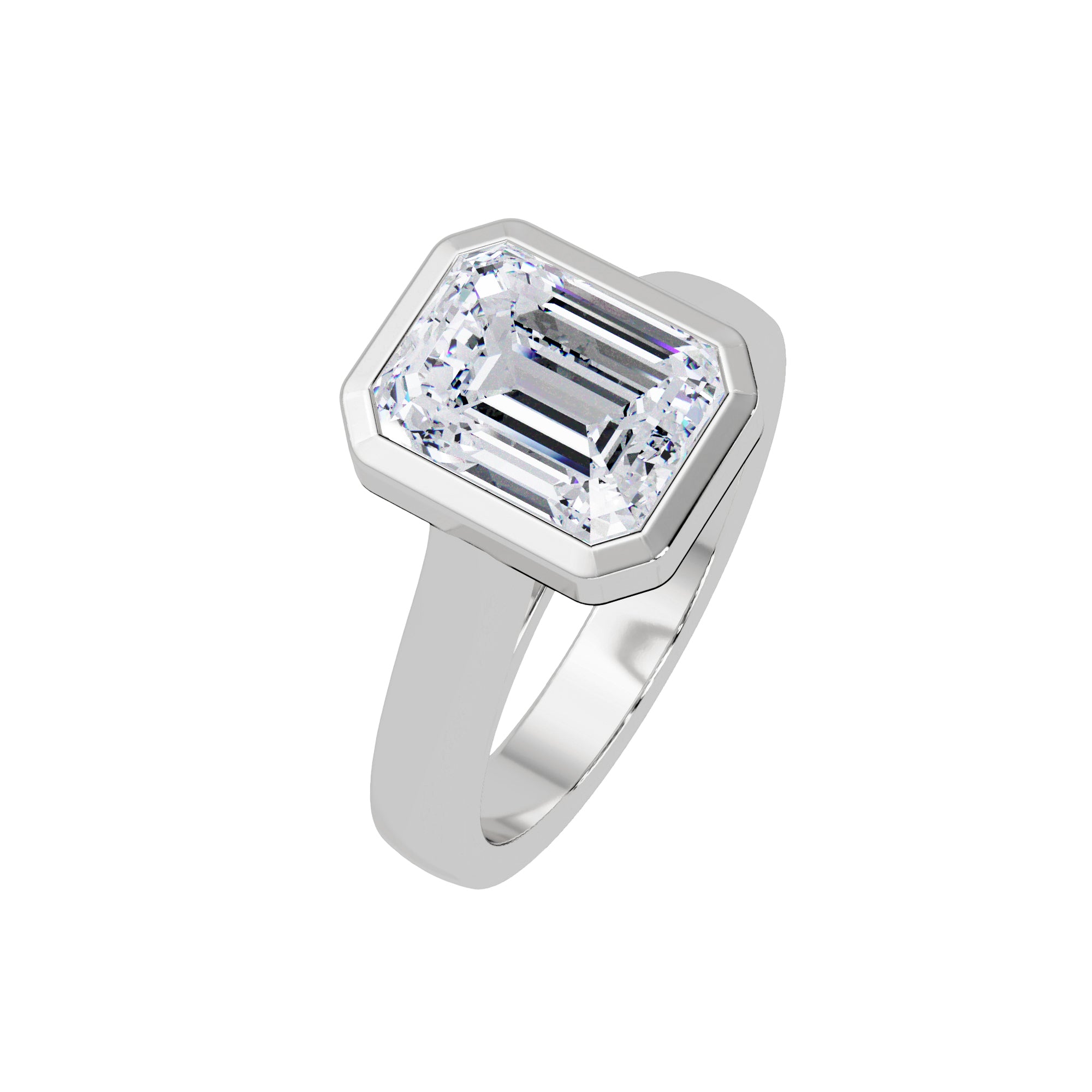 Lab Grown Diamond 2.65 CTW Octagon Bezel Set Bold Solitaire Men's Ring- Sterling Silver