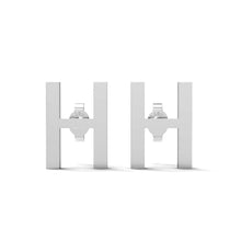 Load image into Gallery viewer, Initial &quot;H&quot; Monogram Stud Earring – Sterling Silver
