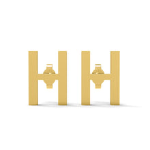 Load image into Gallery viewer, Initial &quot;H&quot; Monogram Stud Earring – Sterling Silver
