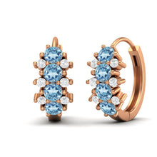 Load image into Gallery viewer, Aquamarine Double Row Huggie Hoop Earrings – Sterling Silver
