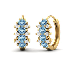 Load image into Gallery viewer, Aquamarine Double Row Huggie Hoop Earrings – Sterling Silver
