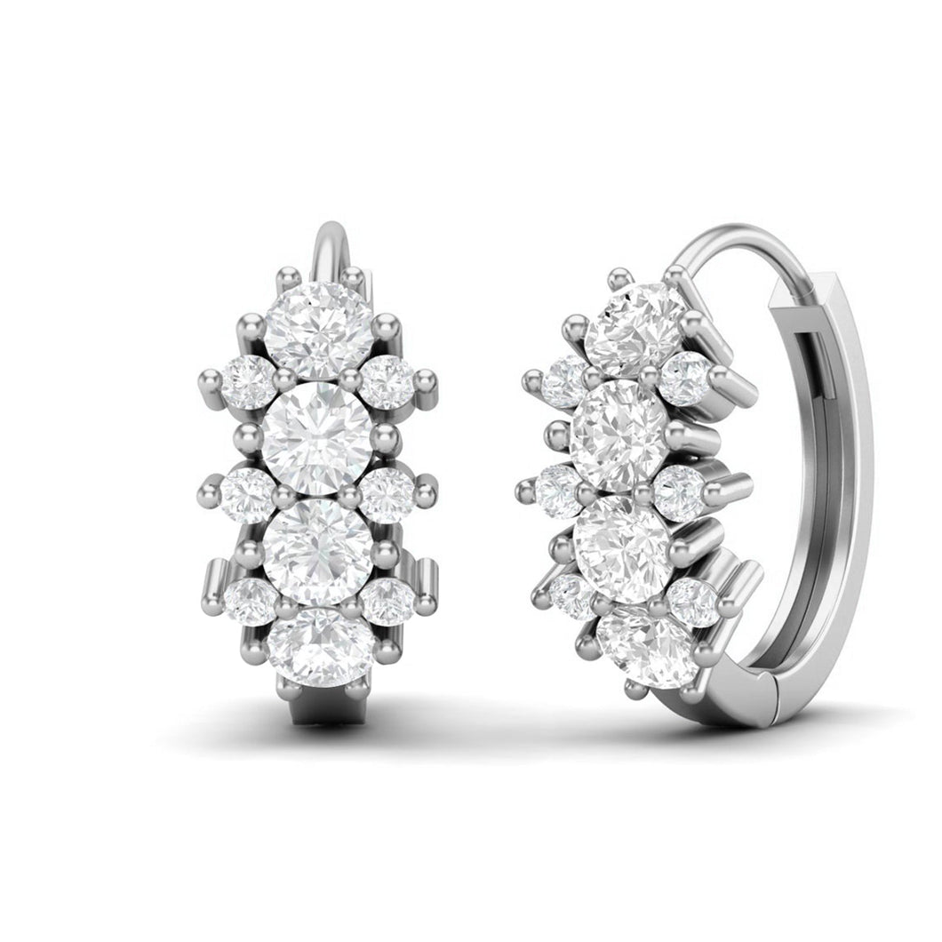 Double Row Moissanite Huggie Hoop Earrings – Sterling Silver