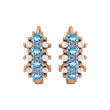 Load image into Gallery viewer, Aquamarine Double Row Huggie Hoop Earrings – Sterling Silver
