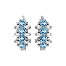 Load image into Gallery viewer, Aquamarine Double Row Huggie Hoop Earrings – Sterling Silver
