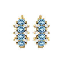 Load image into Gallery viewer, Aquamarine Double Row Huggie Hoop Earrings – Sterling Silver
