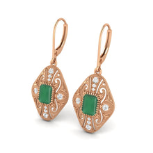 Load image into Gallery viewer, Green Onyx Filigree Dangle Earrings - Sterling Silver
