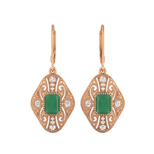 Load image into Gallery viewer, Green Onyx Filigree Dangle Earrings - Sterling Silver
