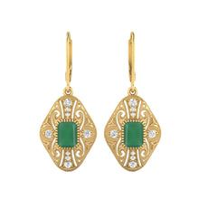 Load image into Gallery viewer, Green Onyx Filigree Dangle Earrings - Sterling Silver
