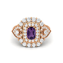 Load image into Gallery viewer, Amethyst Vintage Halo Scroll Design Ring – Sterling Silver
