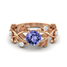 Load image into Gallery viewer, Tanzanite Nature-Inspired Leaf Band Ring – Sterling Silver
