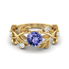 Load image into Gallery viewer, Tanzanite Nature-Inspired Leaf Band Ring – Sterling Silver
