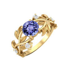 Load image into Gallery viewer, Tanzanite Nature-Inspired Leaf Band Ring – Sterling Silver
