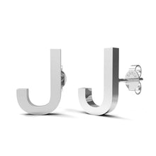 Load image into Gallery viewer, Initial &quot;J&quot; Monogram Stud Earring – Sterling Silver
