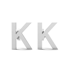 Load image into Gallery viewer, Initial &quot;K&quot; Monogram Stud Earring – Sterling Silver
