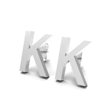 Load image into Gallery viewer, Initial &quot;K&quot; Monogram Stud Earring – Sterling Silver
