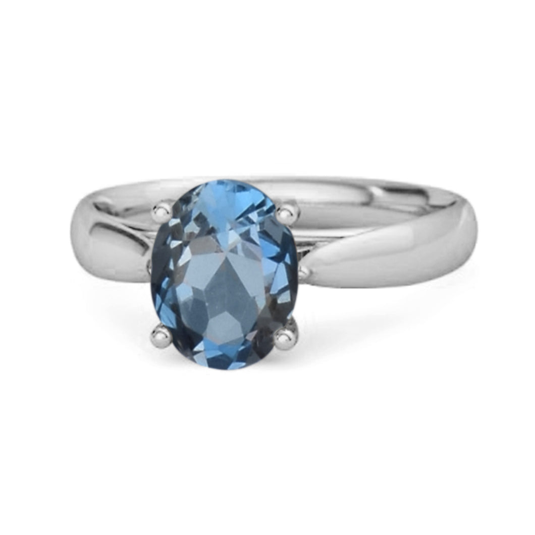 London Blue Topaz Classic Solitaire Ring – Sterling Silver