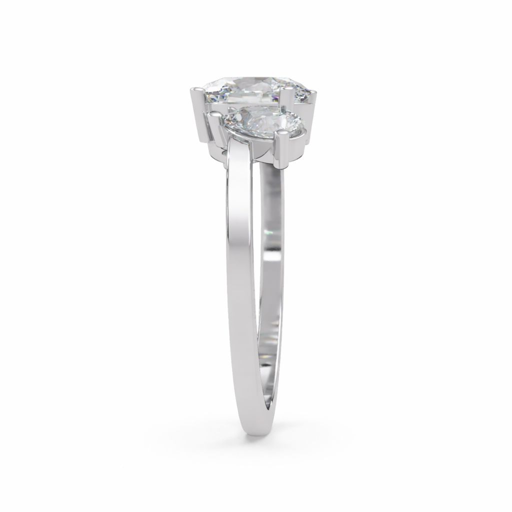 Lab Grown Diamond 1.50 CTW Pear Three Stone Ring- Sterling Silver