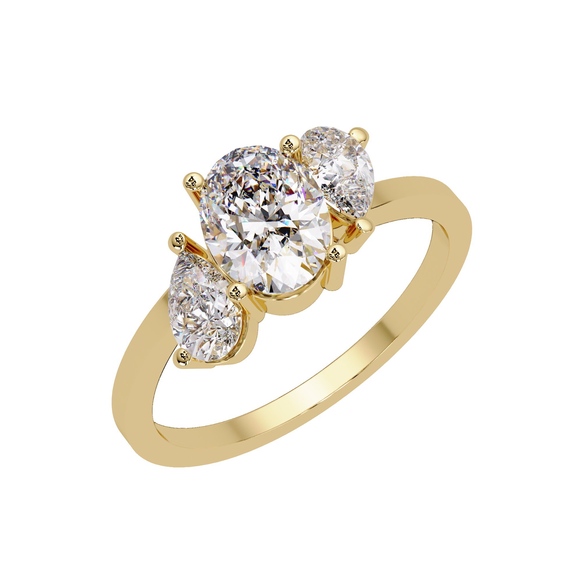 Lab Grown Diamond 1.50 CTW Pear Three Stone Ring- Sterling Silver