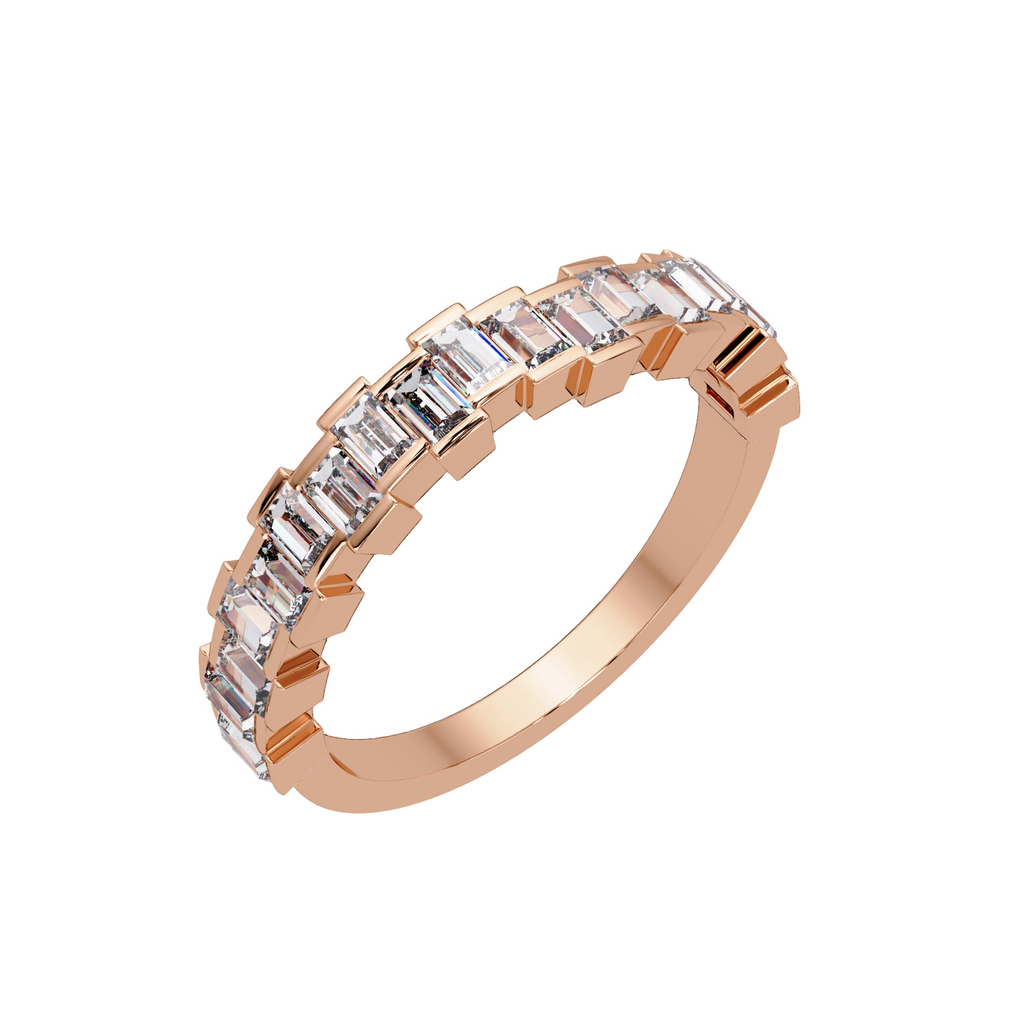 Lab Grown Diamond 1.00 CTW Baguette Classic Eternity Ring- Sterling Silver